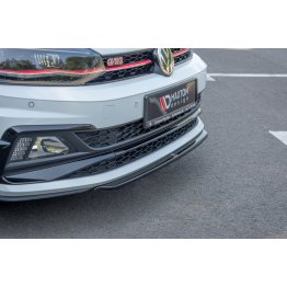 Накладка сплиттер на передний бампер Вариант 5 на Volkswagen Polo VI GTI